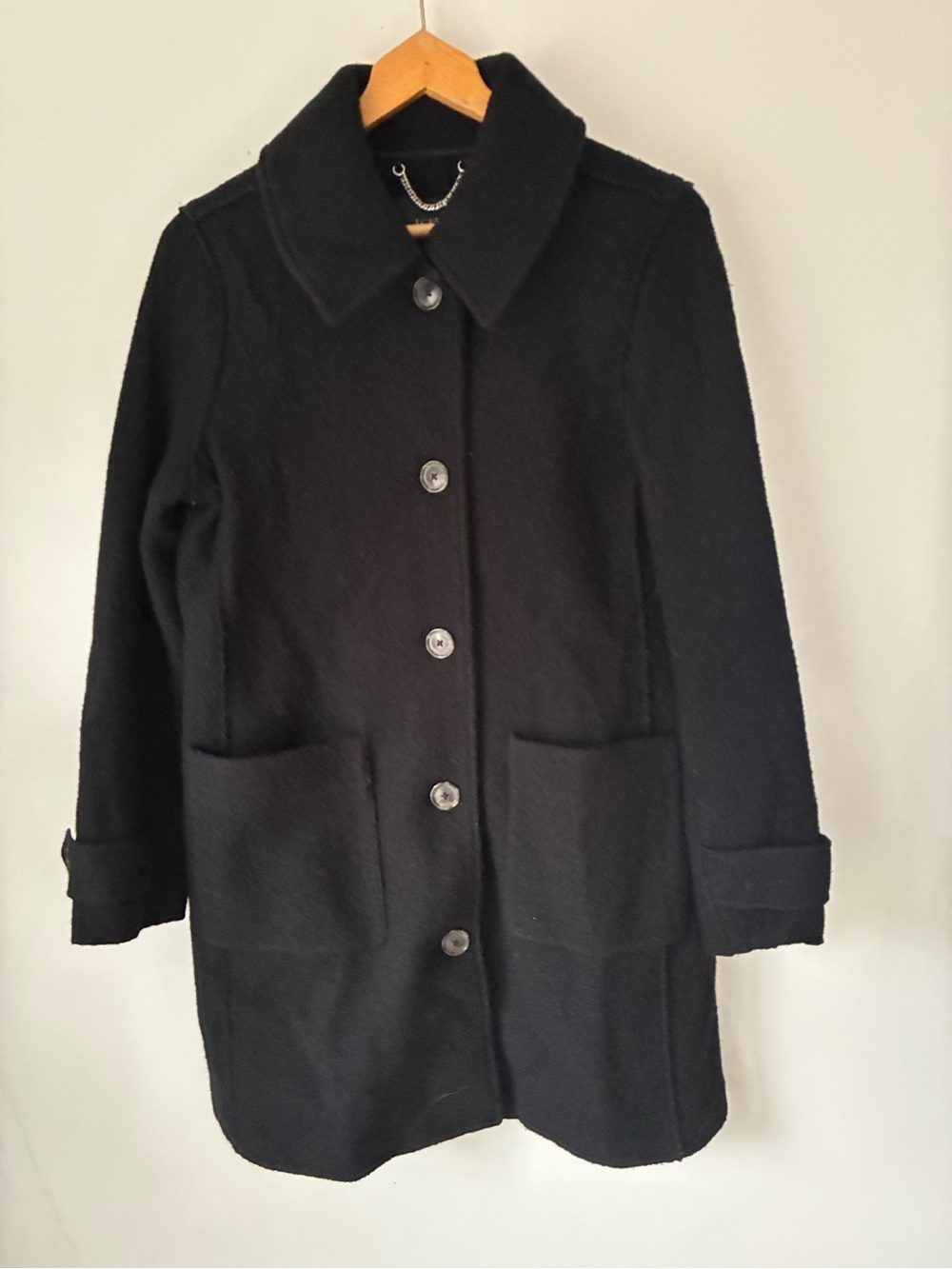 J.Crew Jacket Women’s 6 Italian Boiled 100% Wool Car Coat Black AQ257